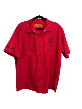Red Kap Redneck Country Club RCC Team Button Front Work Shirt Mens XL Red
